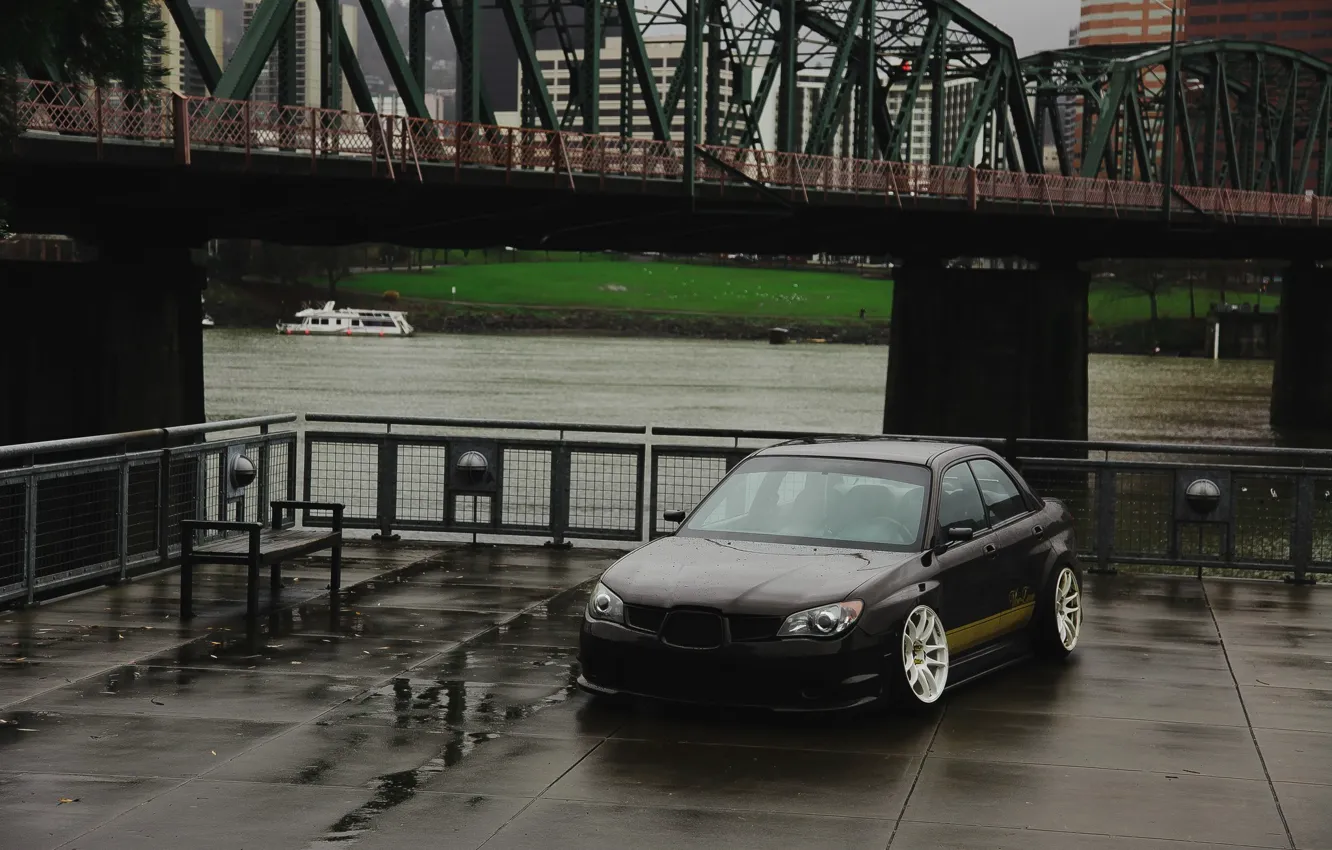 Photo wallpaper Subaru, WRX, Japan, STI, bridge, tuning, power, Turbo
