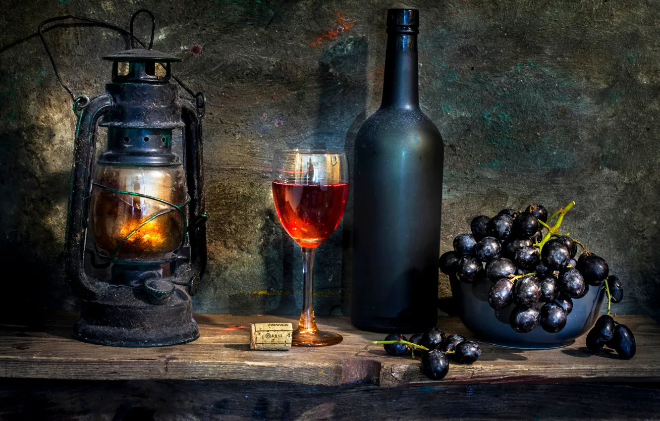 Photo wallpaper wine, bottle, lamp, The last of the summer wine