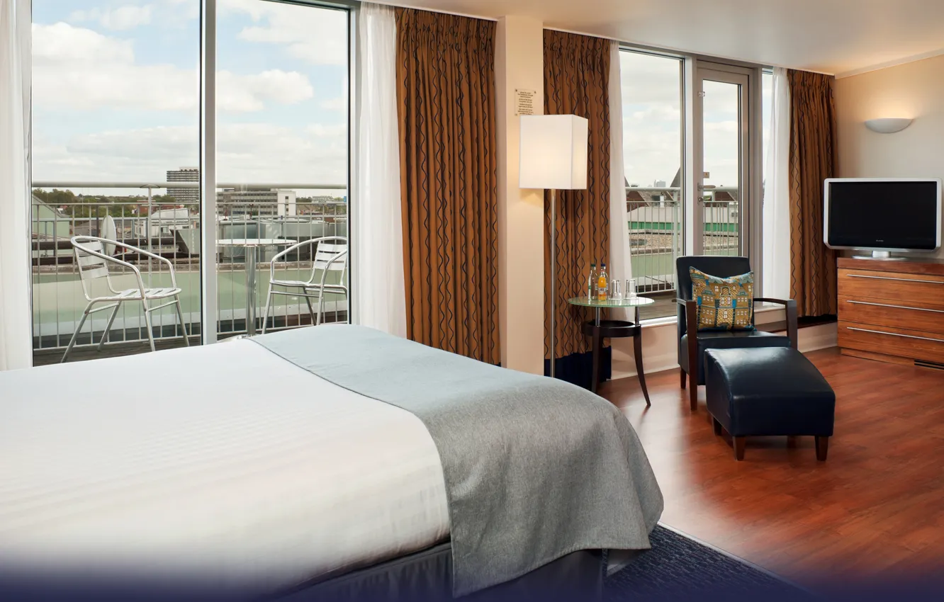 Photo wallpaper design, the city, style, room, interior, balcony, the hotel, London