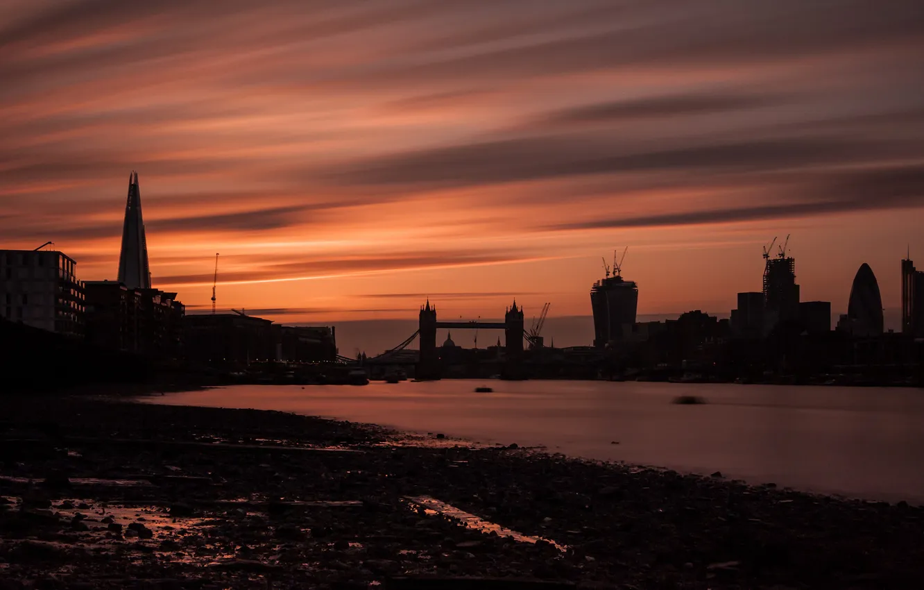 Photo wallpaper sunset, night, England, London, sunset, night, London, England