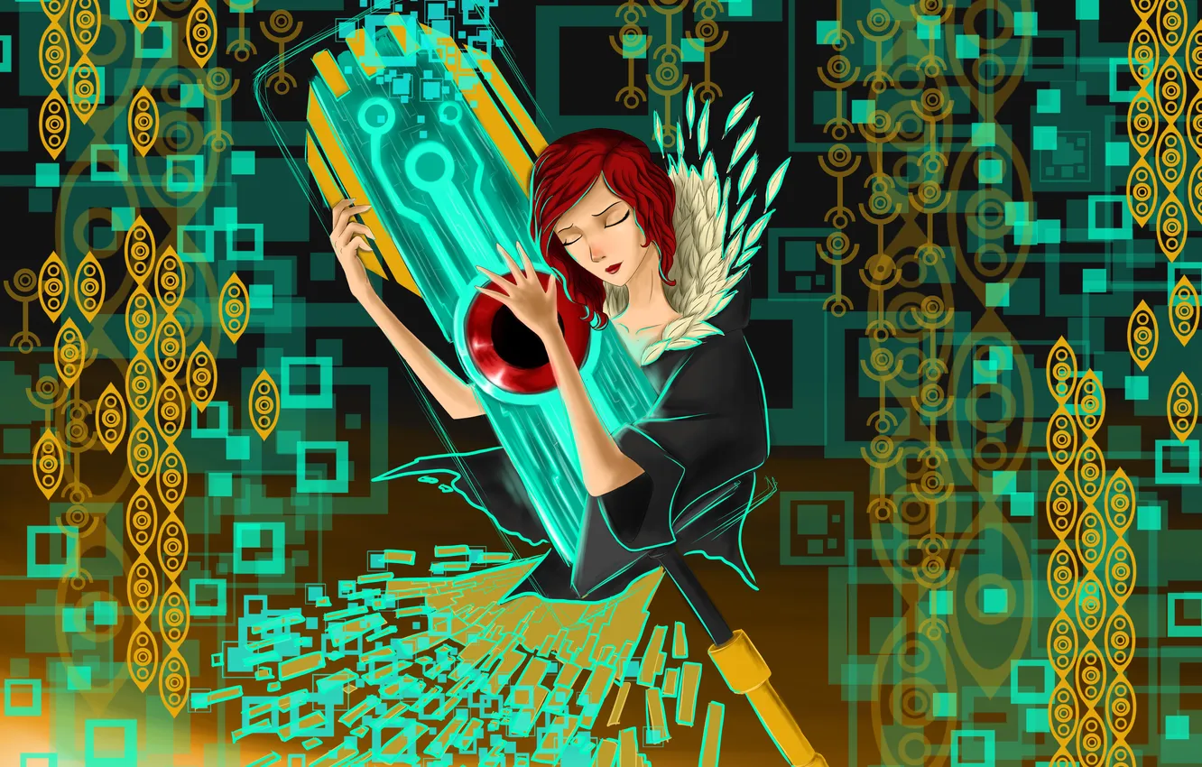 Photo wallpaper sword, red, Transistor, SuperGiant Games