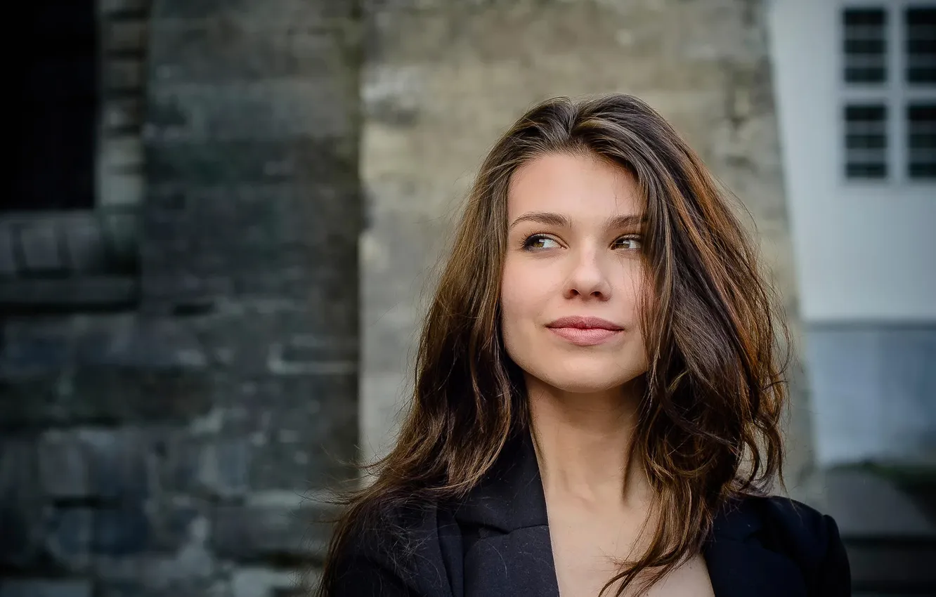 Photo wallpaper smile, hair, portrait, brown-eyed