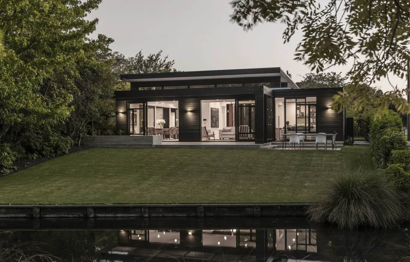 Photo wallpaper the evening, New Zealand, lighting, architecture, New Zealand, Christchurch, Christchurch, On the banks of the …