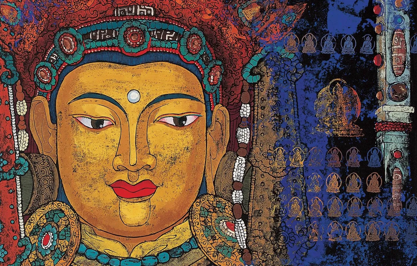Photo wallpaper painting, religion, Buddha, icon, the supreme god, minor deities, tibetan mythology