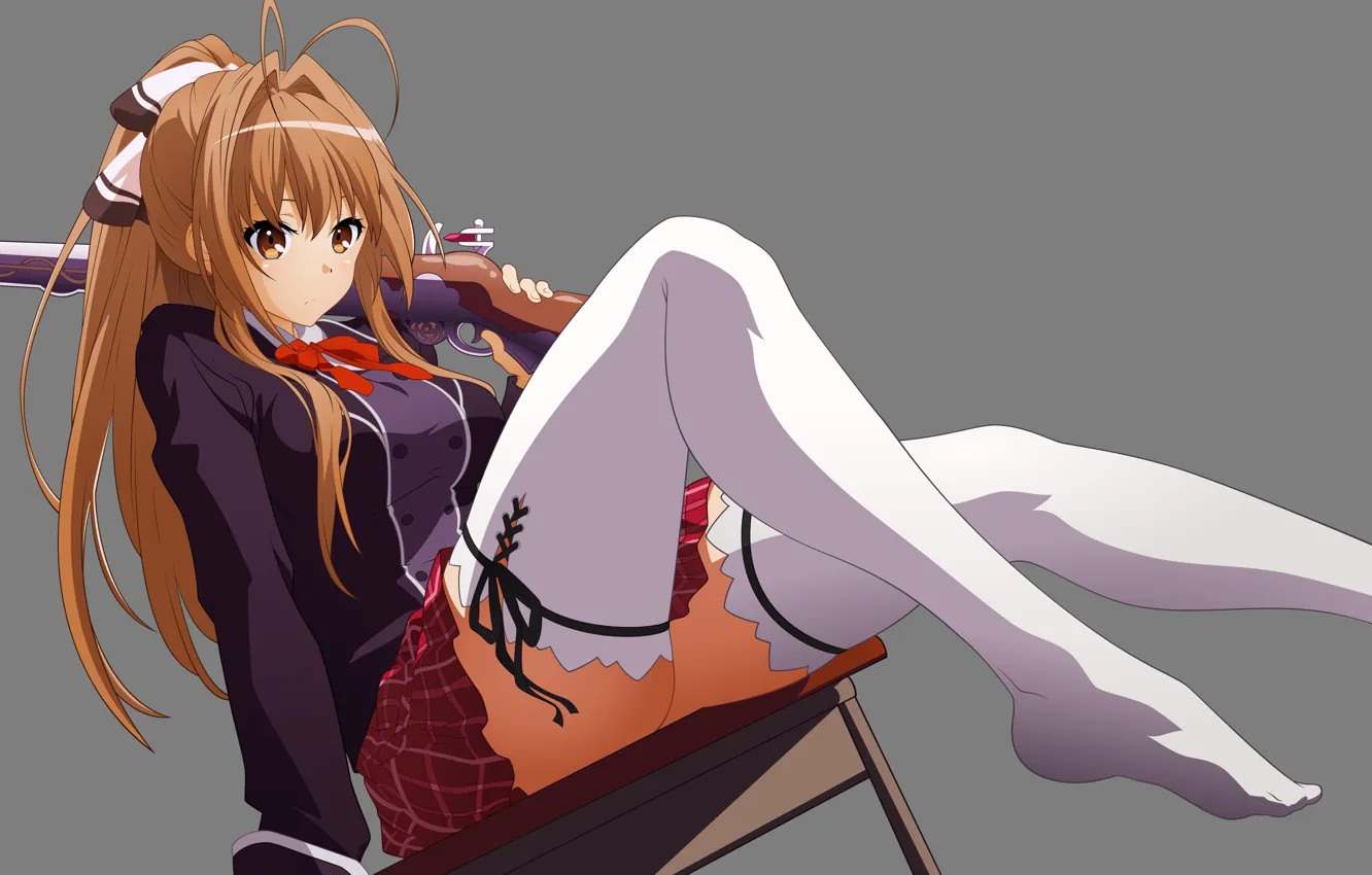 Photo wallpaper girl, stockings, the gun, Legs in stockings