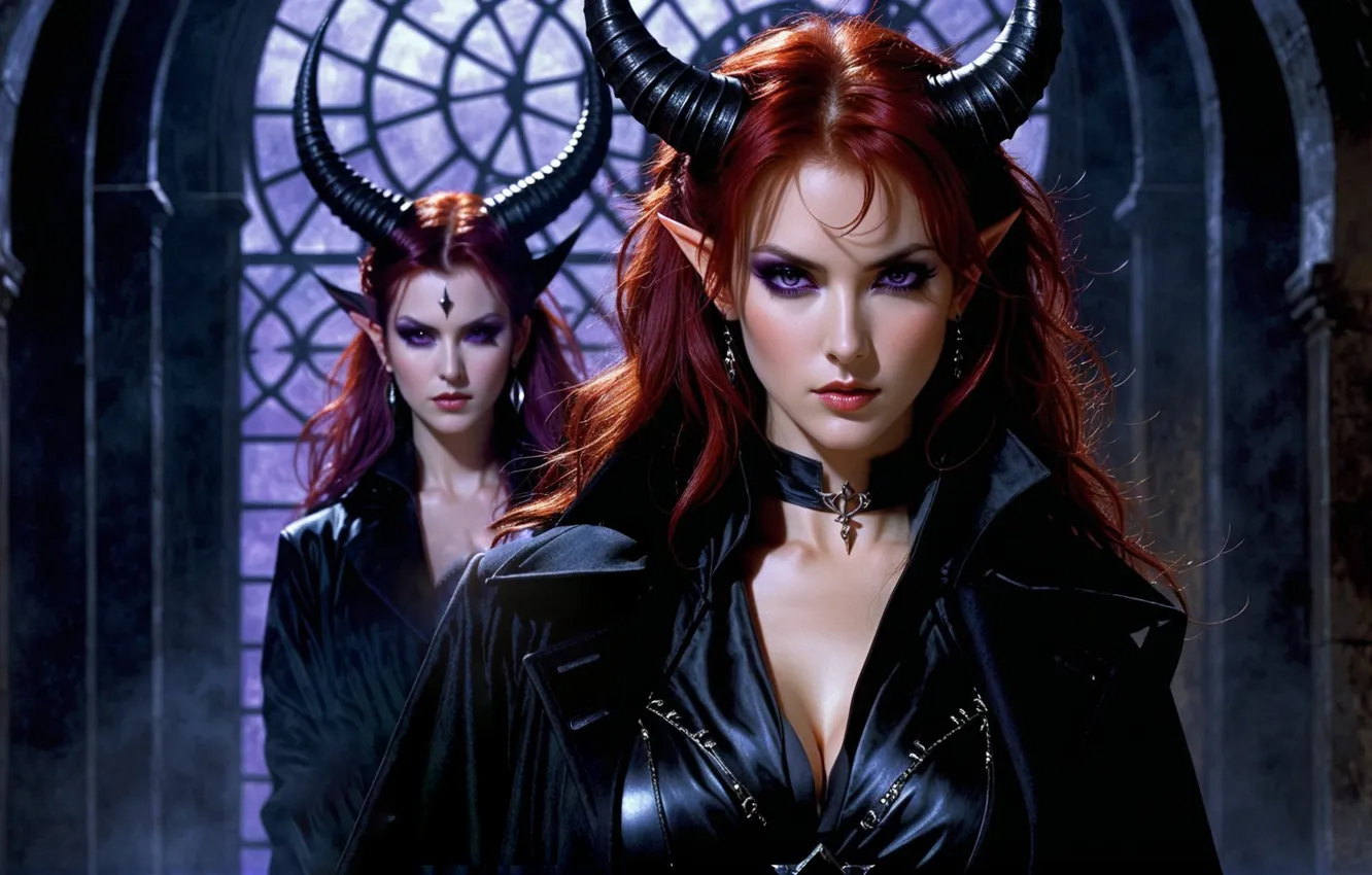 Photo wallpaper girl, the demon, horns