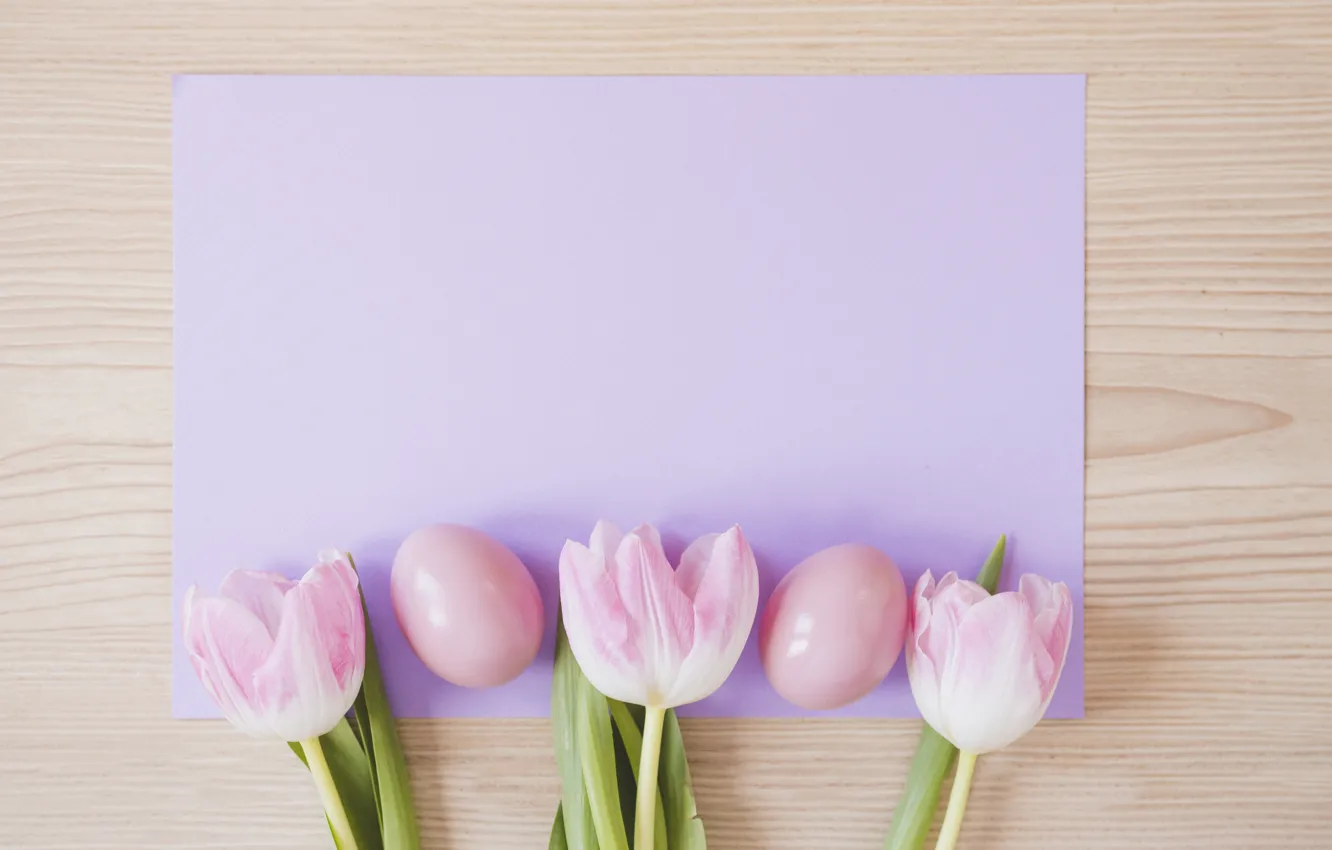 Photo wallpaper paper, holiday, eggs, Easter, tulips