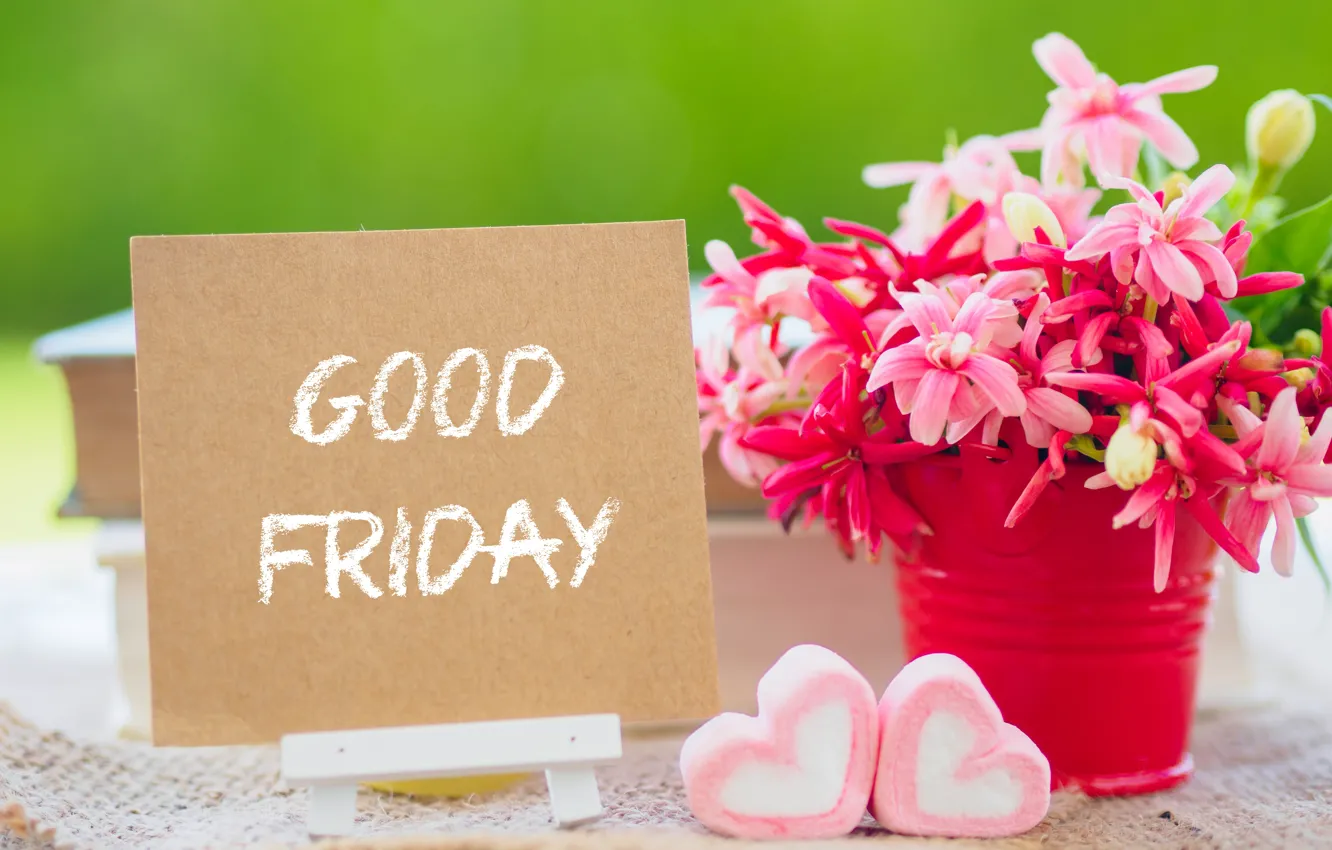 Photo wallpaper flowers, holiday, hearts, postcard