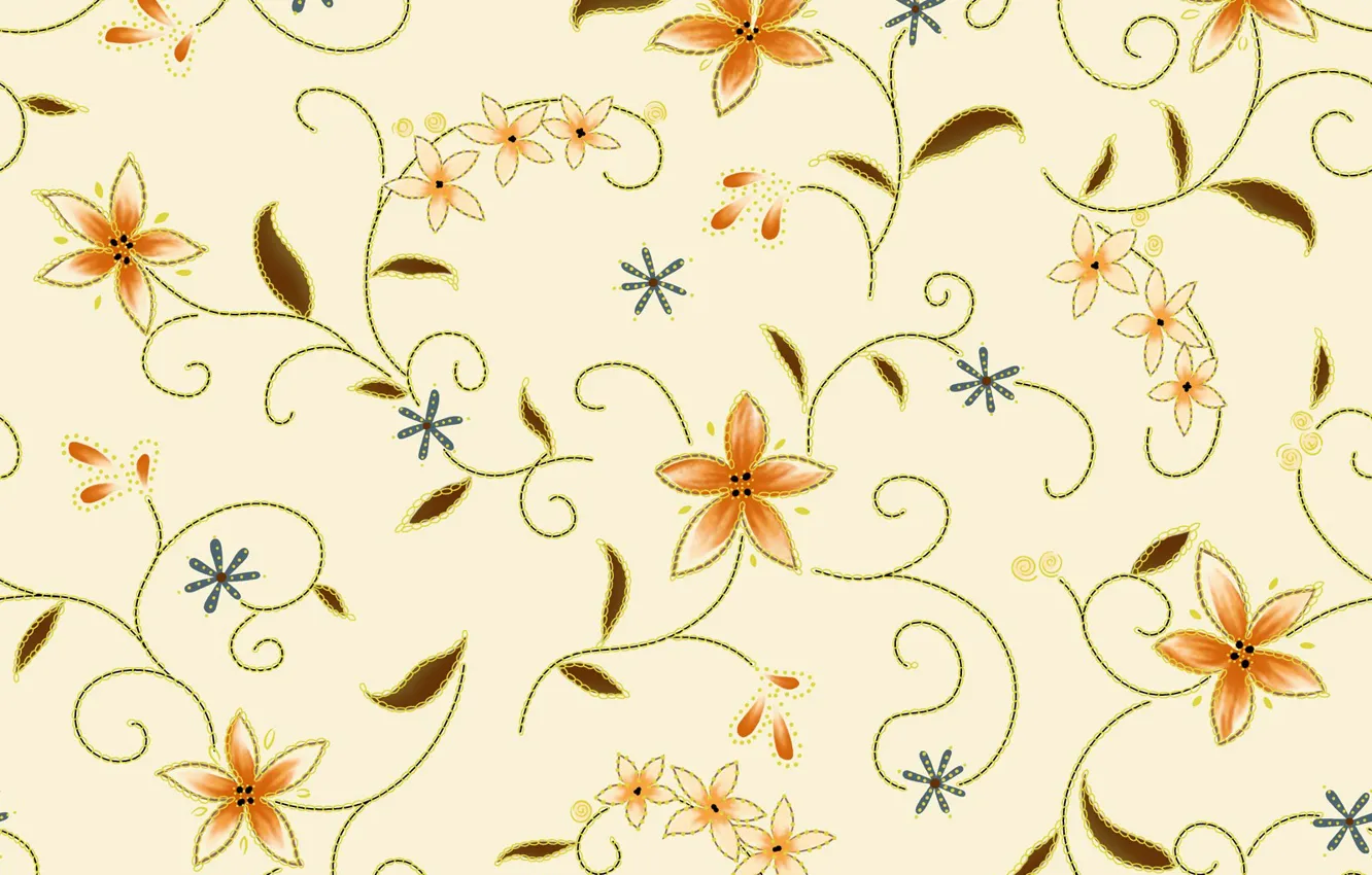 Photo wallpaper figure, leaves, flowers