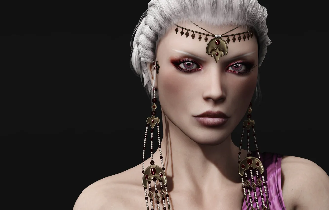 Photo wallpaper girl, rendering, Daenerys Targaryen, white hair. jewelry. look