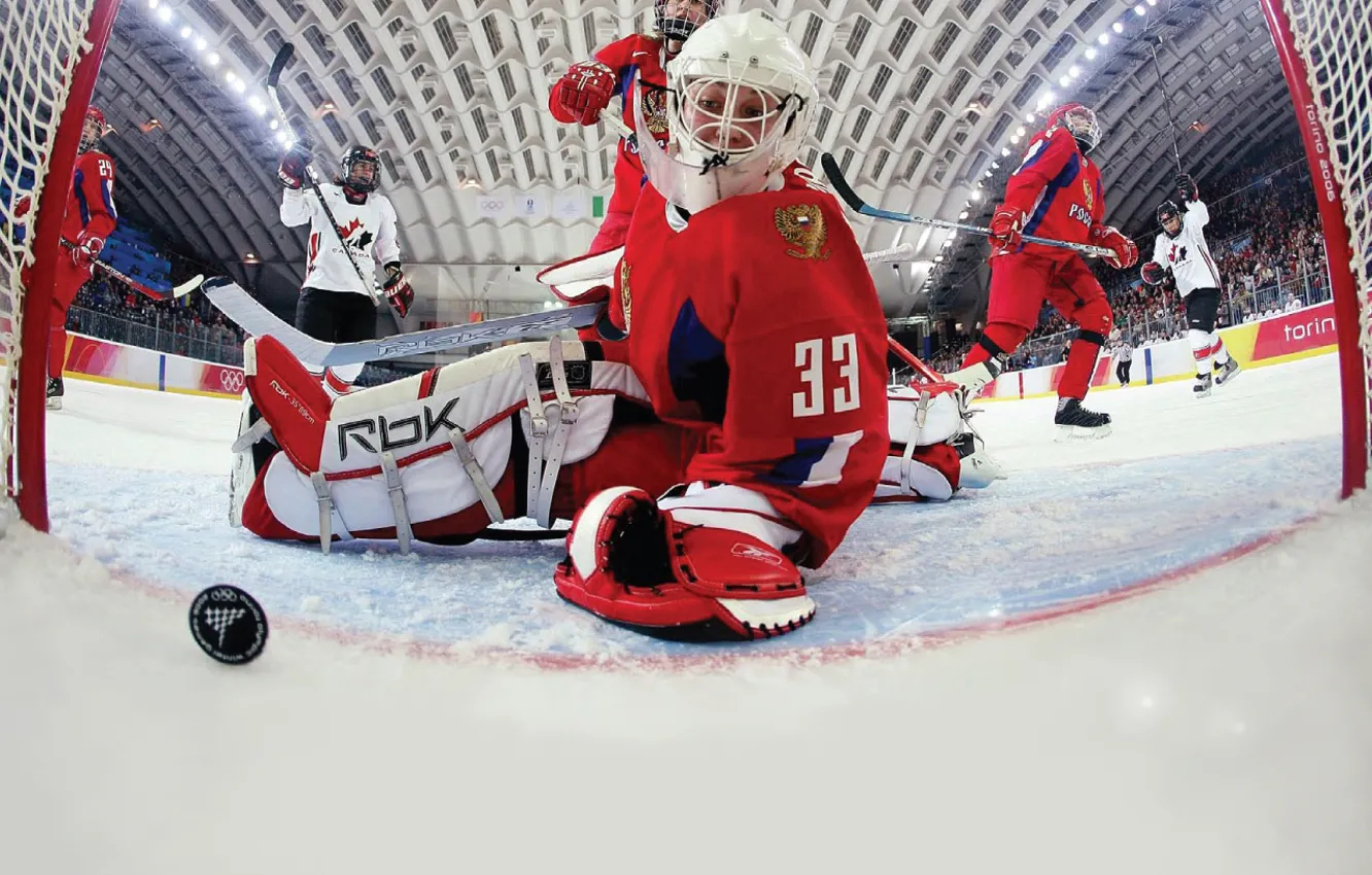 Photo wallpaper ice, Russia, hockey, vancouver 2010, Canada, goalkeeper