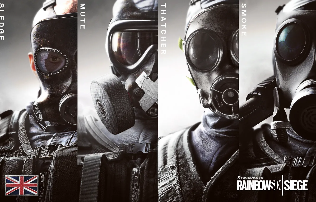 Photo wallpaper Gas mask, Britain, Soldiers, Rainbow Six, Smoke, SAS, Special forces, Special Force