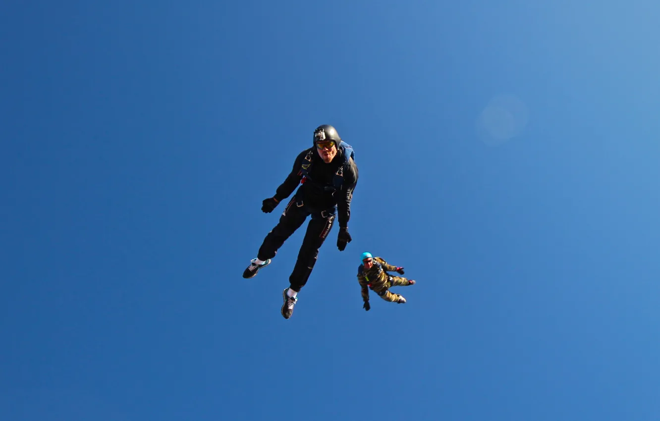 Photo wallpaper sky, skydiving, extreme sport
