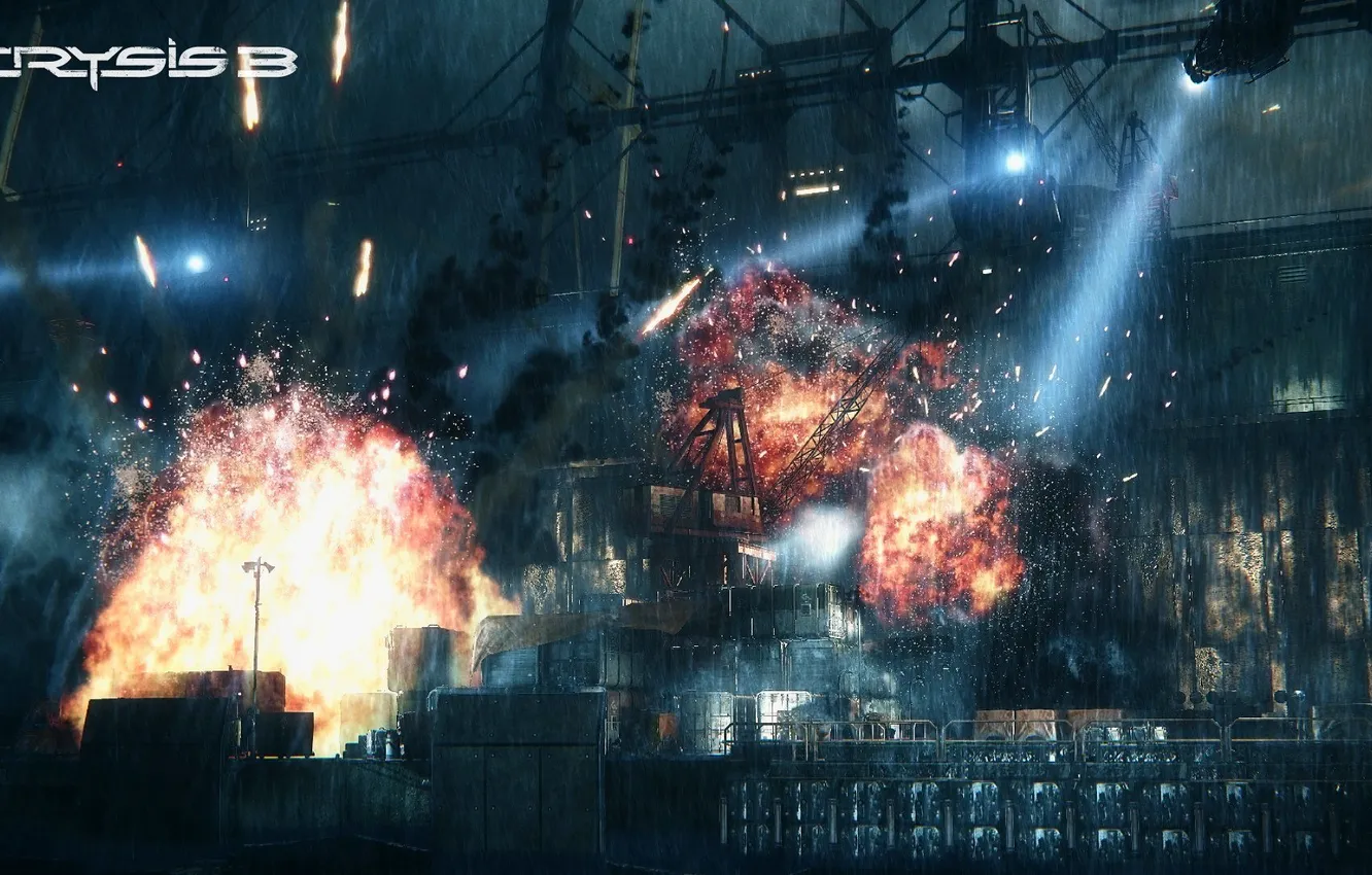 Photo wallpaper the explosion, Crysis, Crytek, Electronic Arts, CryEngine 3