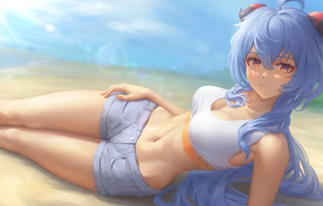Photo wallpaper anime, anime girls, blue hair, Genshin Impact