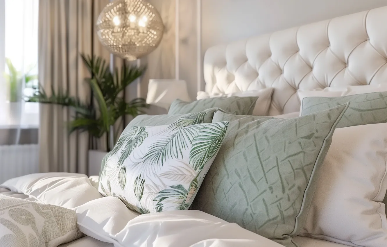 Photo wallpaper design, comfort, style, room, furniture, bed, home, interior