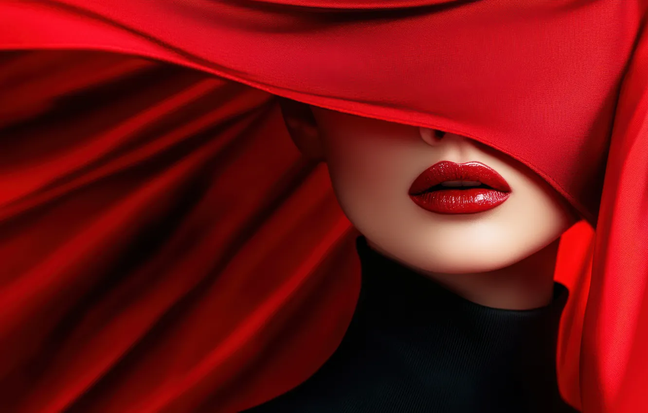 Photo wallpaper girl, line, face, style, Shine, portrait, folds, Cape