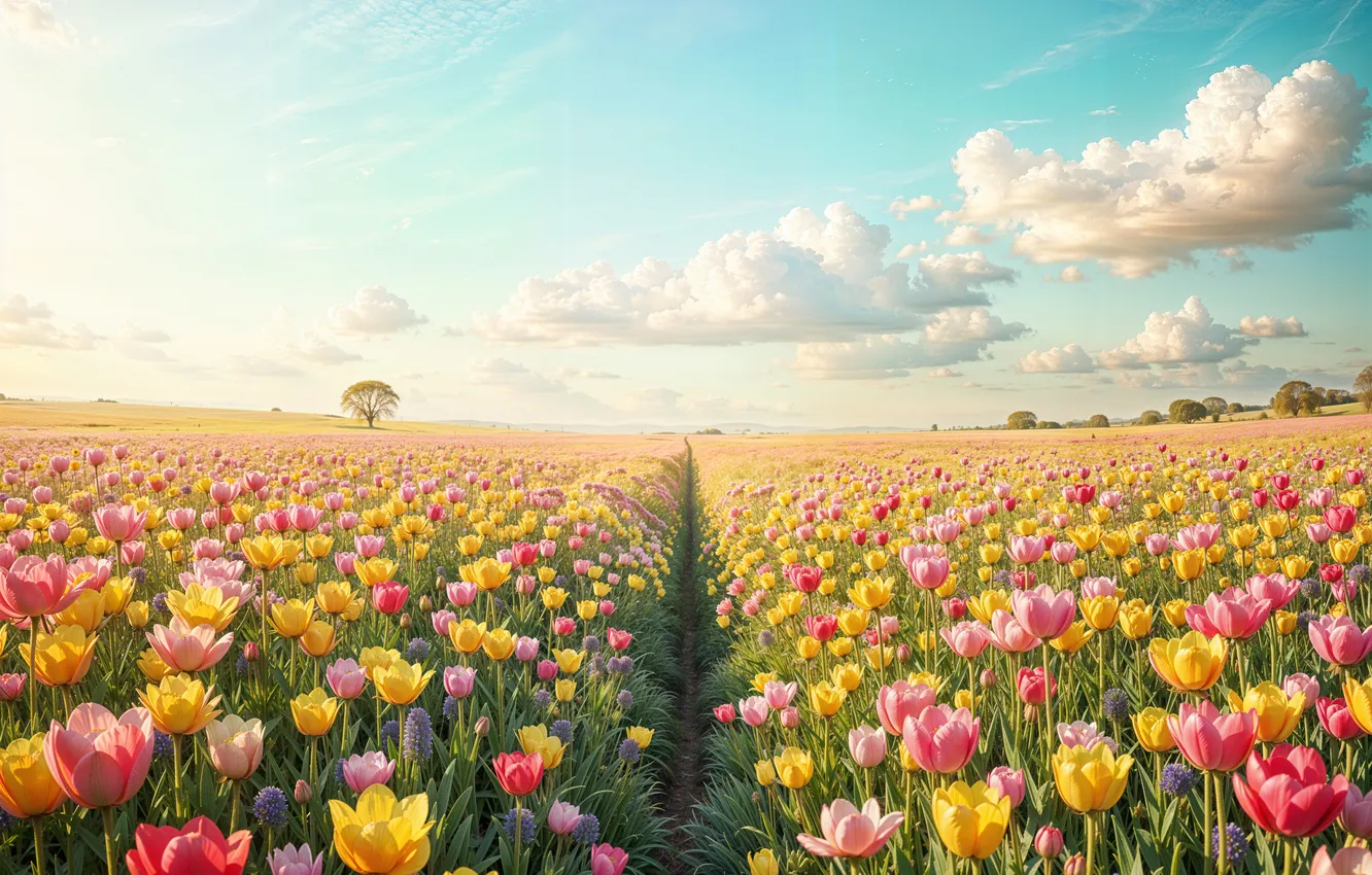 Photo wallpaper flowers, mountains, spring, colorful, meadow, blossom, flowers, mountains
