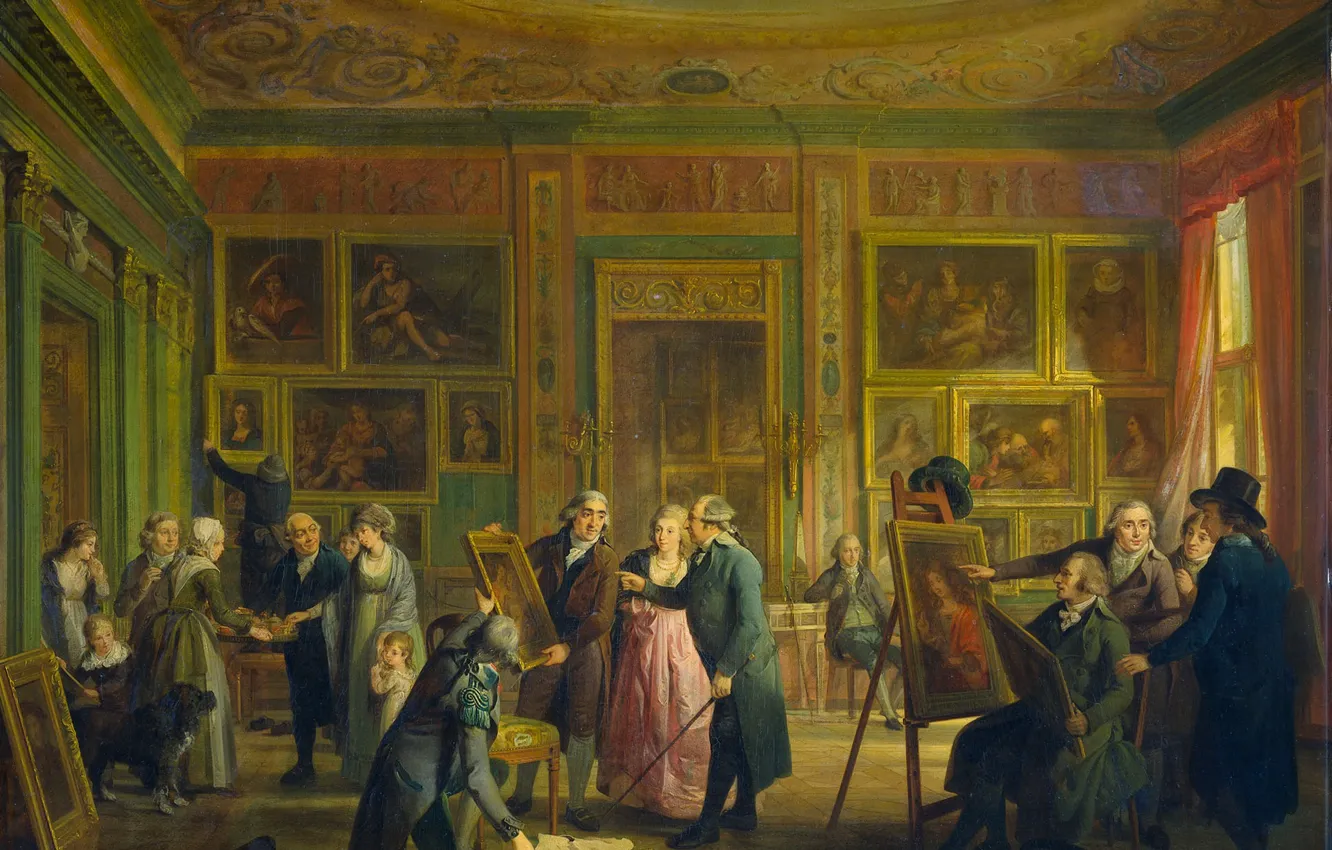 Photo wallpaper oil, picture, genre, Adriaan de Lelie, Art Gallery in Amsterdam, Adrian De Leli