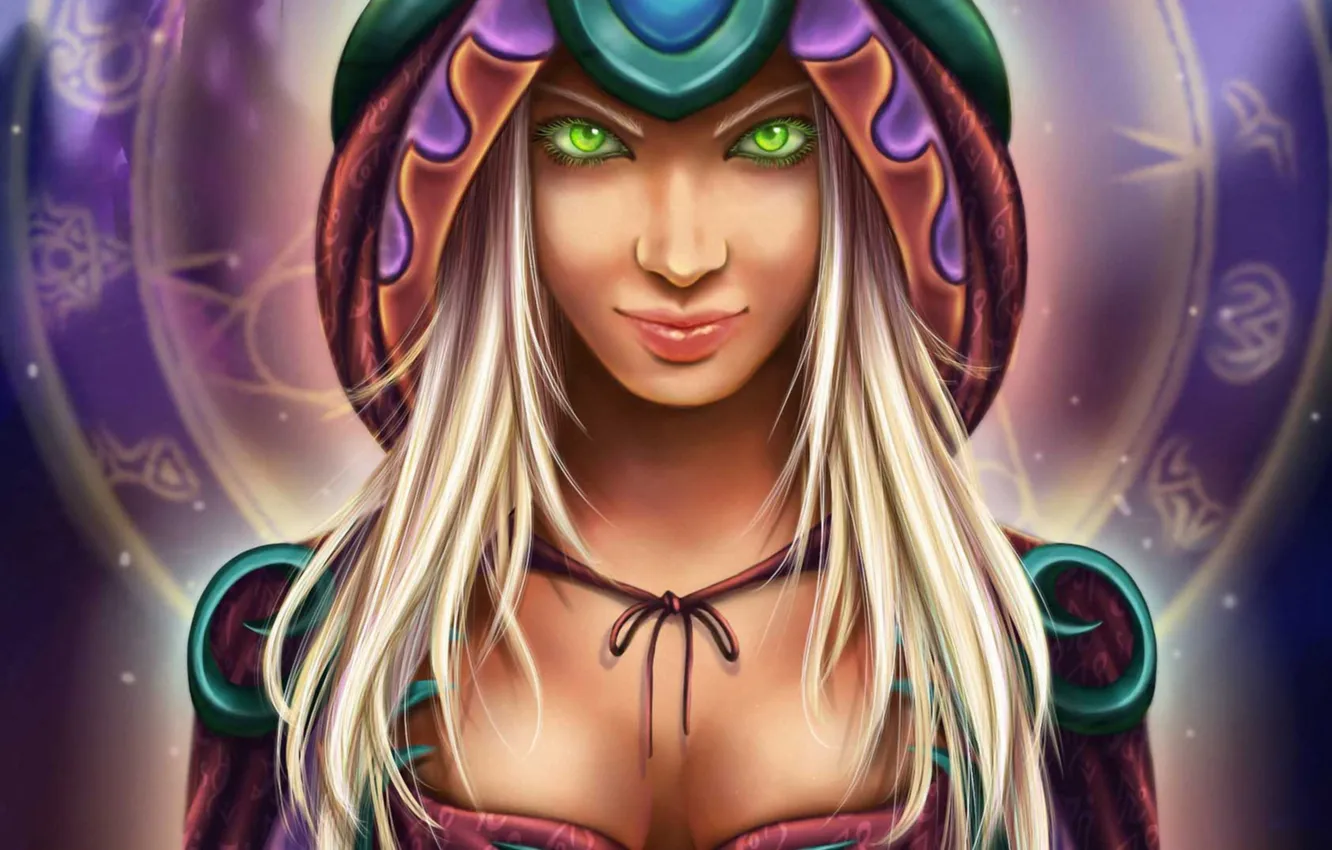 Photo wallpaper eyes, girl, art, World of Warcraft, wow, blood elf, turban