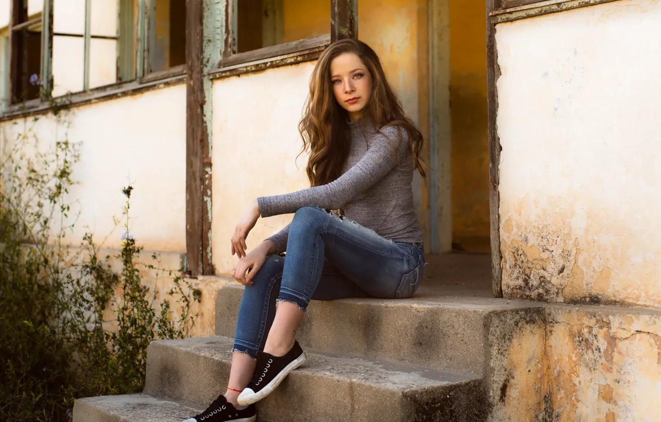 Photo wallpaper girl, pose, home