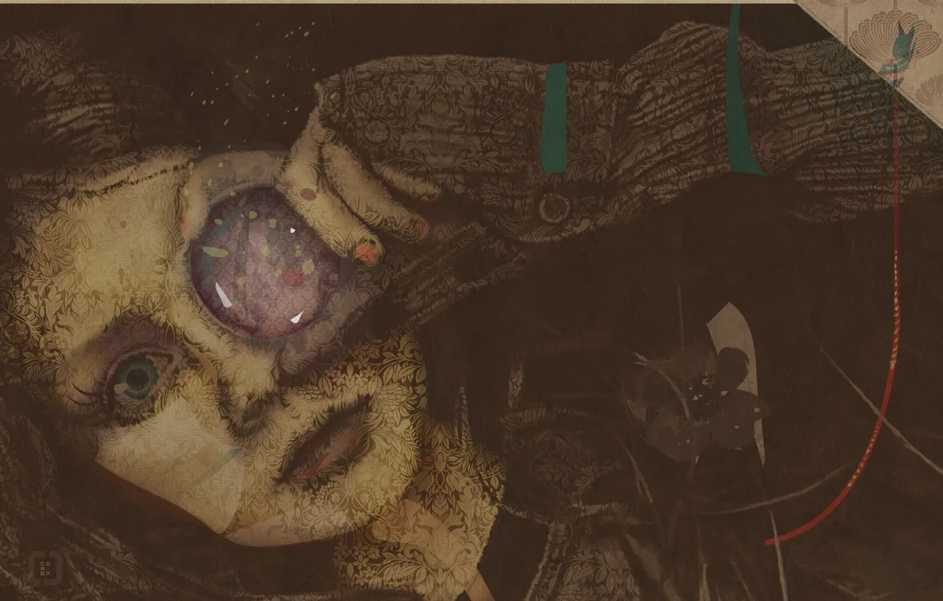 Photo wallpaper glass, girl, pattern, art, lenses