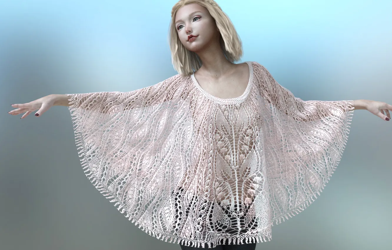 Photo wallpaper girl, lace, shawl