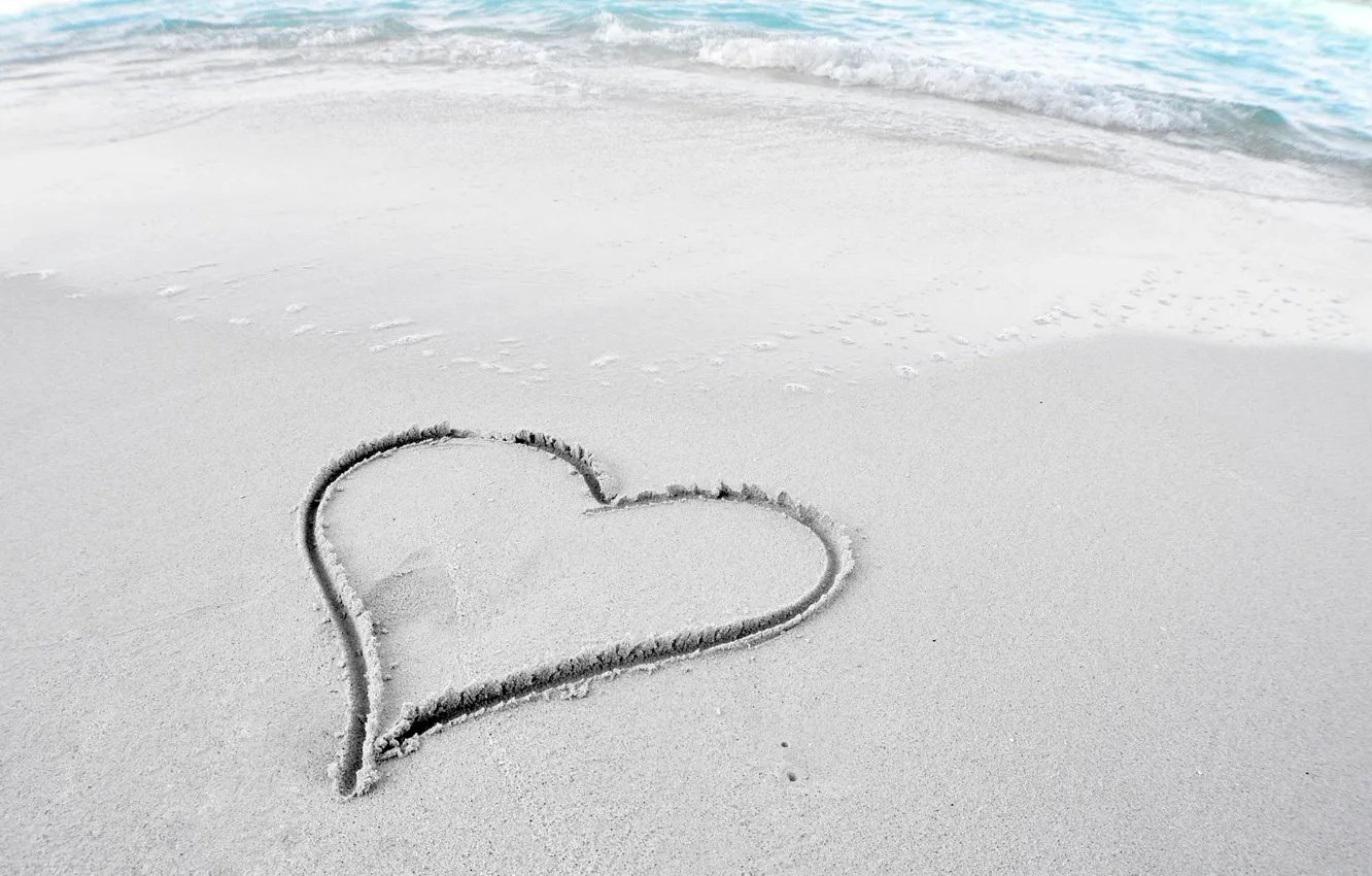 Photo wallpaper sand, beach, mood, Wallpaper, shore, heart