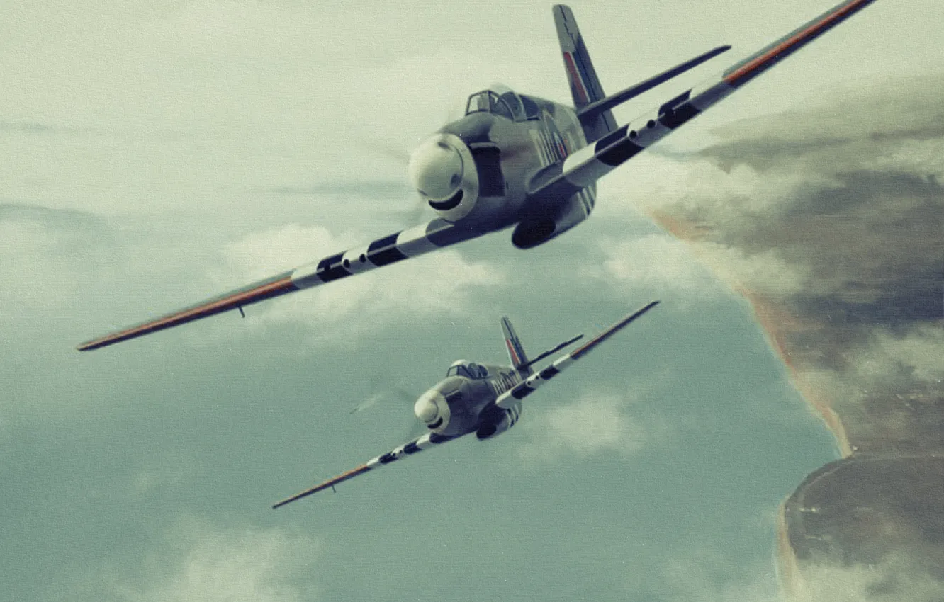 Photo wallpaper war, art, WW2, p 51 c, mustang mk1a