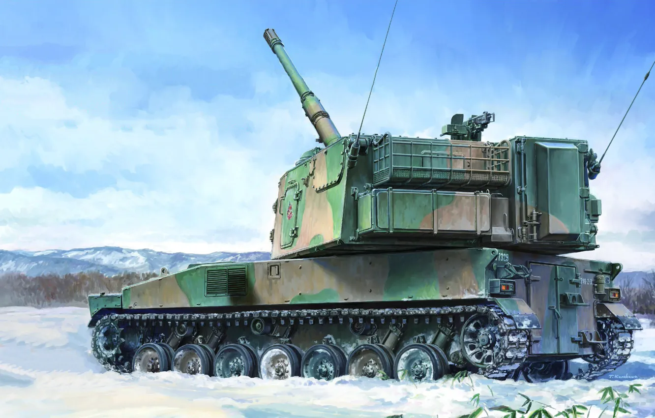 Photo wallpaper sau, The type 99, 155 mm, The self-defense forces of Japan, SPG, JGSDF Type 99 …