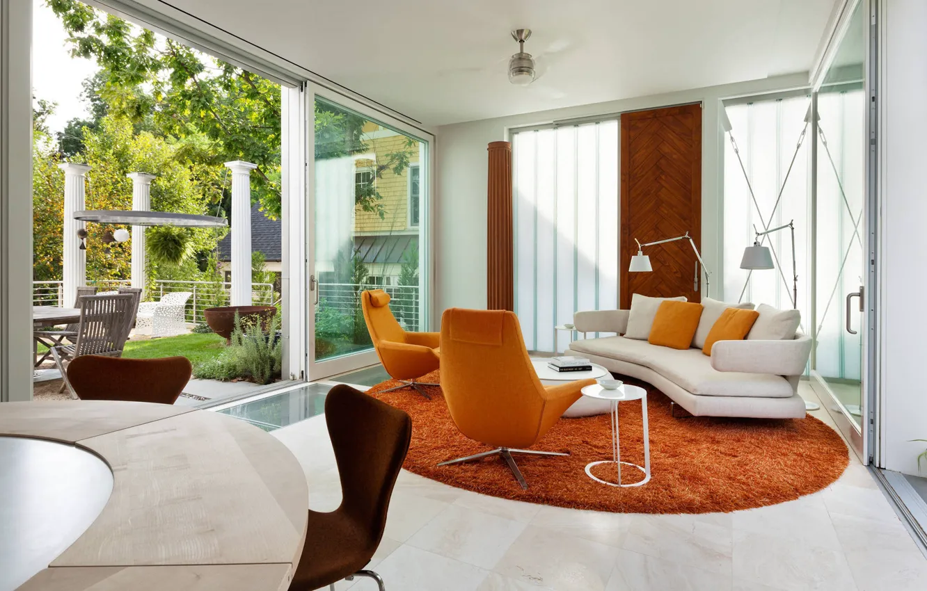 Photo wallpaper design, style, interior, terrace, living room, dining room, by Meditch Murphey Architects, Trees on the …