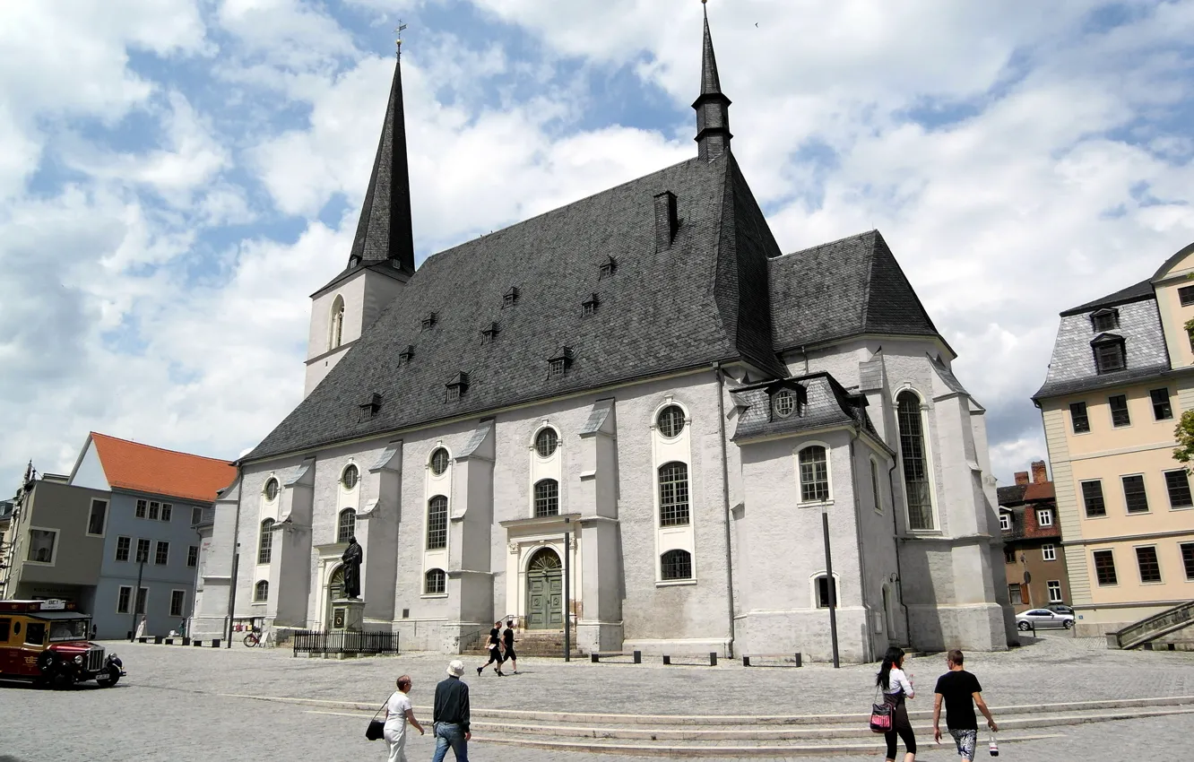 Photo wallpaper the sky, home, Germany, Weimar, the Church of saints Peter and Paul