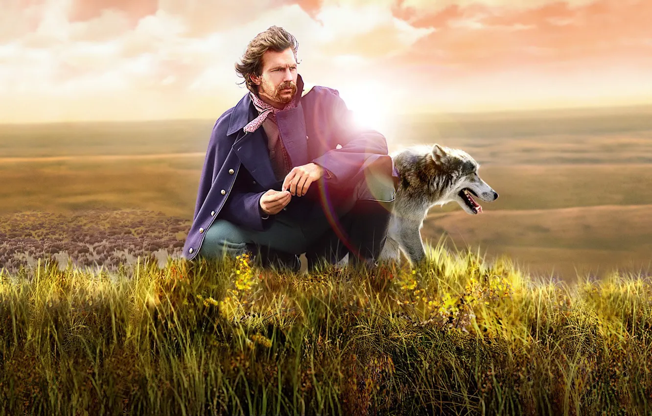 Photo wallpaper soldier, wolf, Kevin Costner, Native American, lieutenant of the cavalry, lieutenant Dunbar, Dunbar, Dance With …