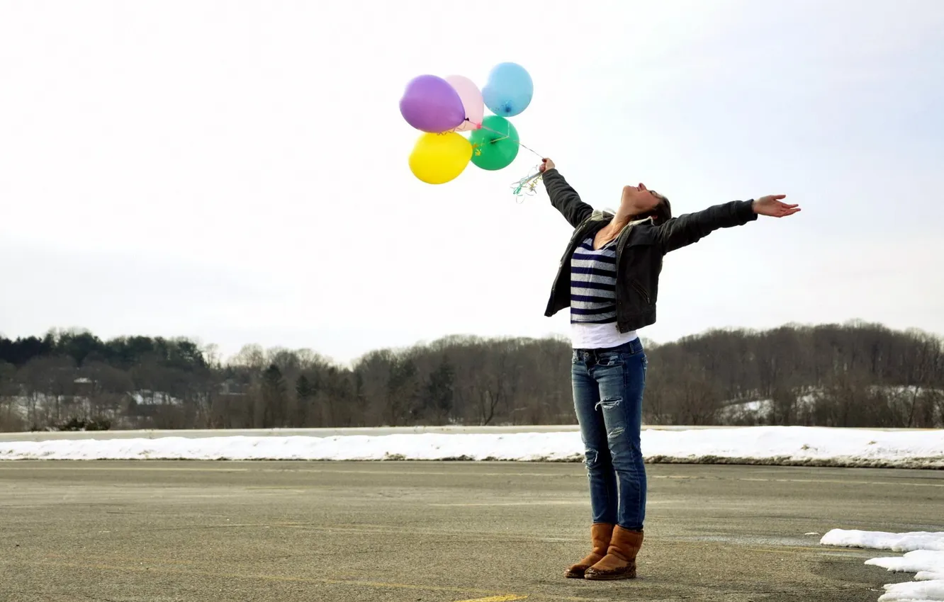 Photo wallpaper girl, mood, balls
