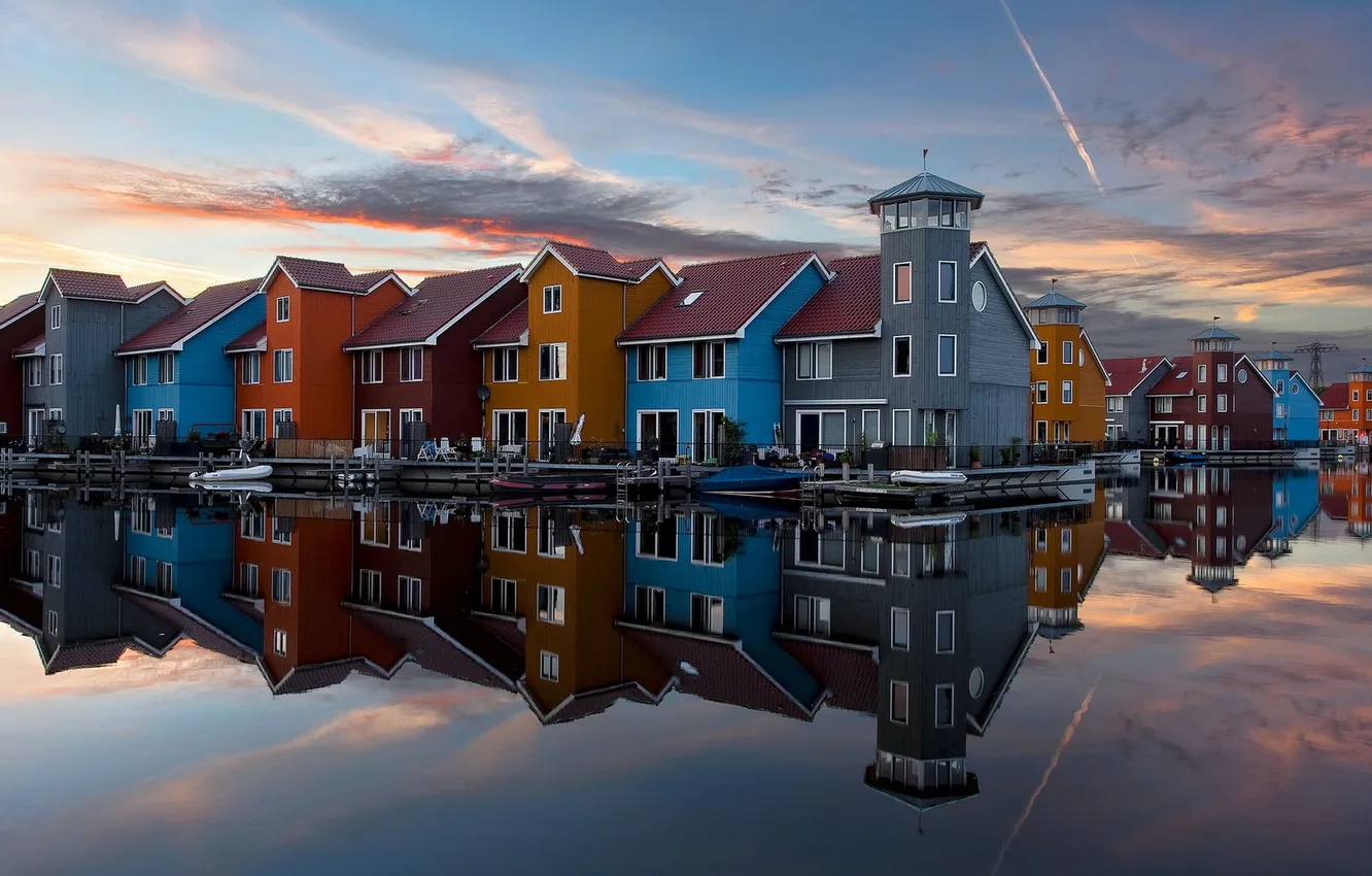 Photo wallpaper Netherlands, Groningen, Floating Village