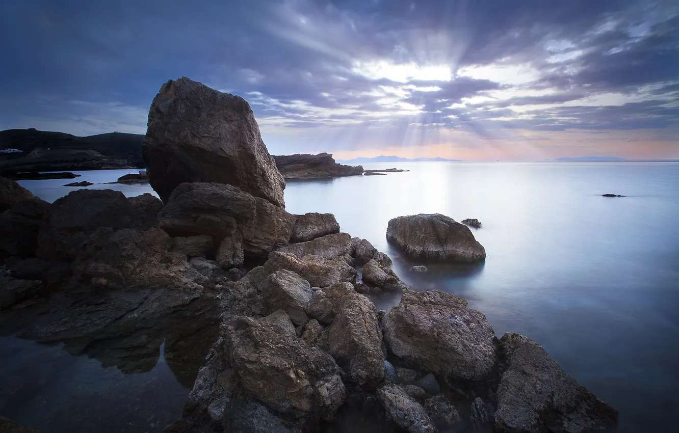 Photo wallpaper the sky, shore, coast, the evening, Greece