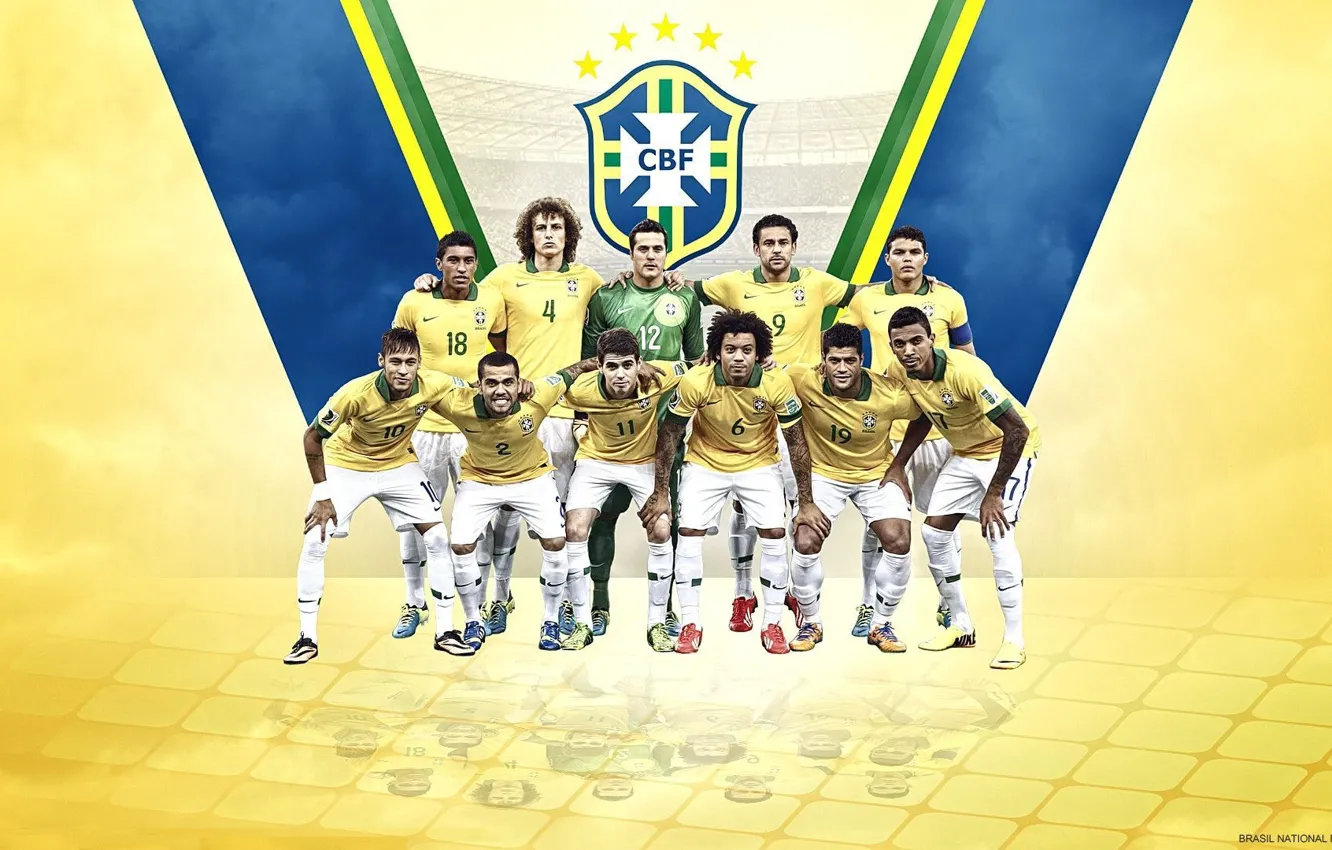 Photo wallpaper wallpaper, logo, team, football, Champions, Brasil, players