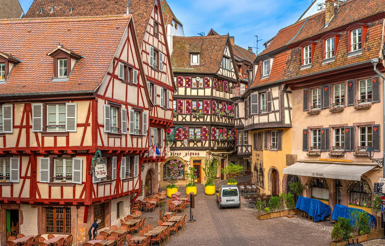 Photo wallpaper the city, street, France, home, Colmar