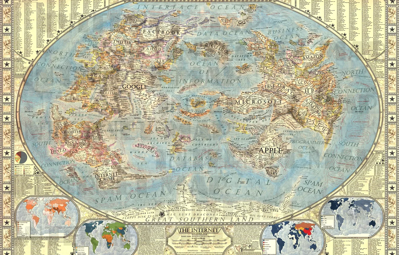 Photo wallpaper map, Internet, company