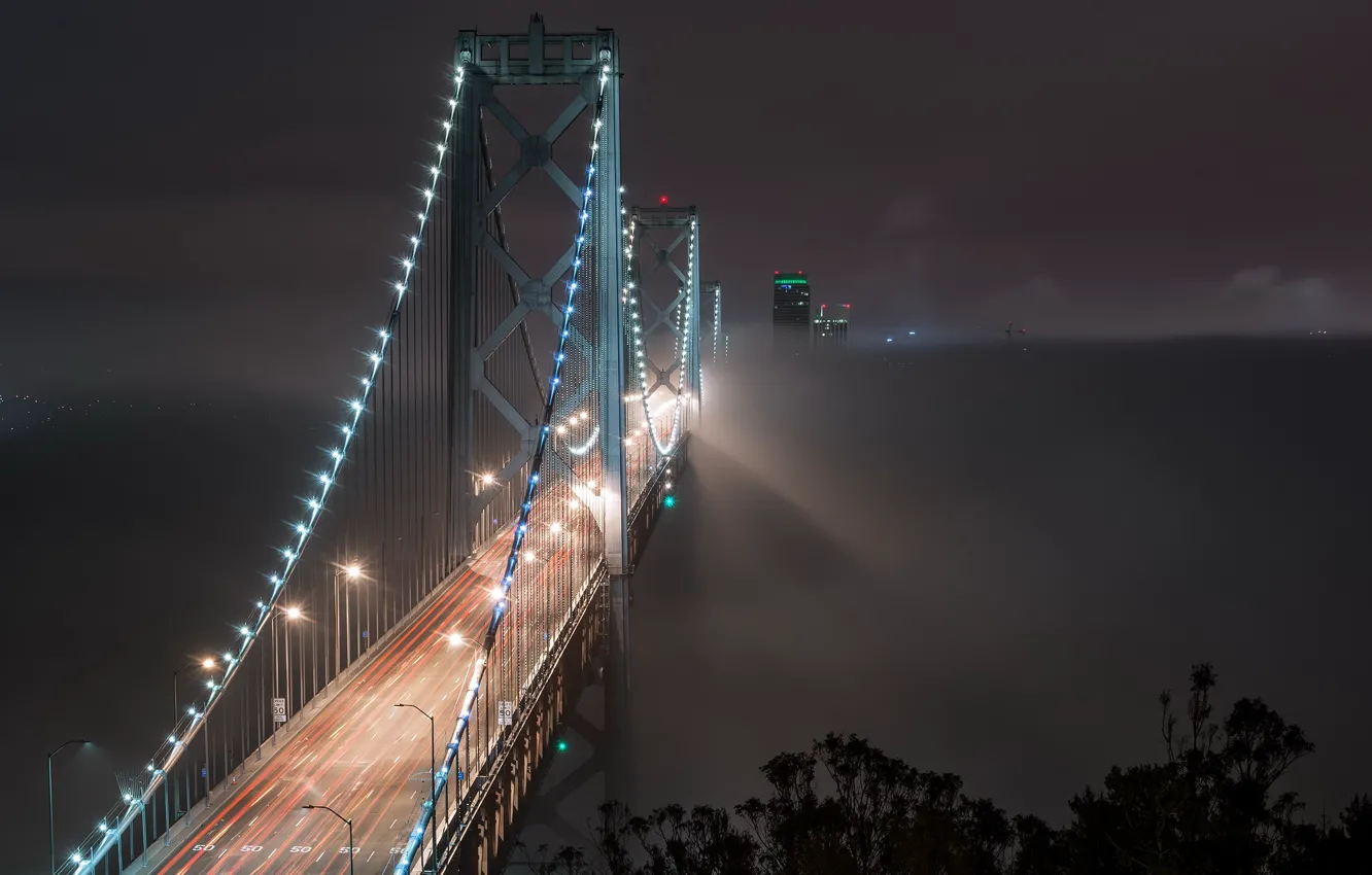 Photo wallpaper San Francisco, Bay Bridge, Fog Bound
