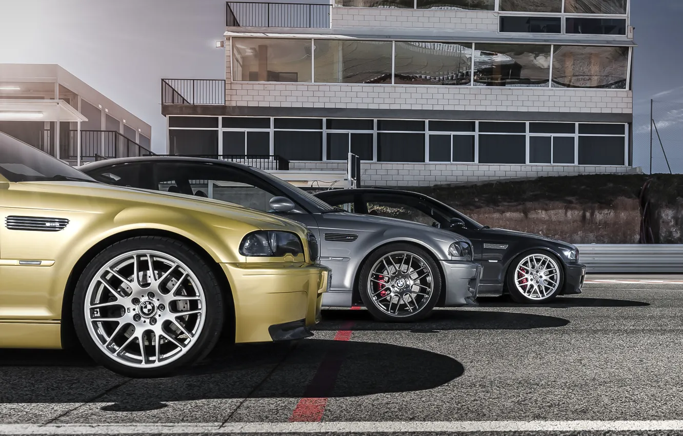 Photo wallpaper BMW, BMW, gold, black, start, grey, E46