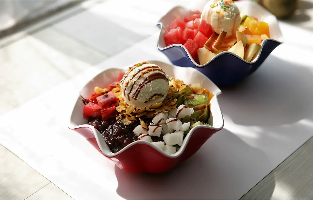 Photo wallpaper red, food, fruit, ice cream