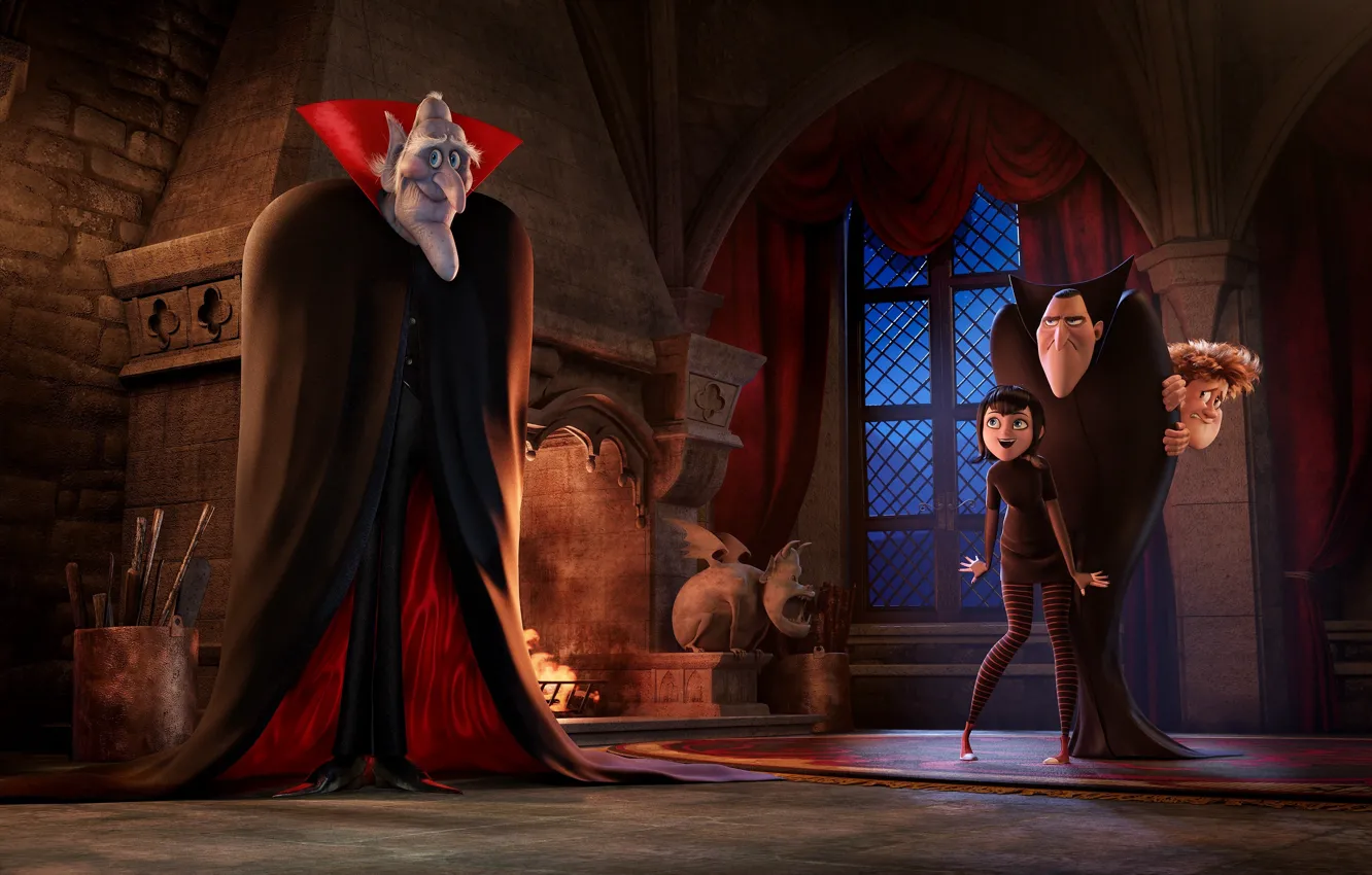 Photo wallpaper cartoon, vlad, Dracula, Monsters on vacation, Hotel Transylvania 2