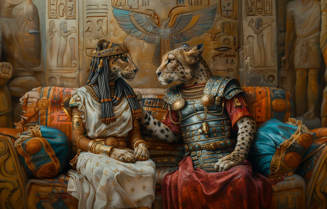 Photo wallpaper fantasy, picture, fantasy, Cheetah, history, mythology, imitation painting, AI art