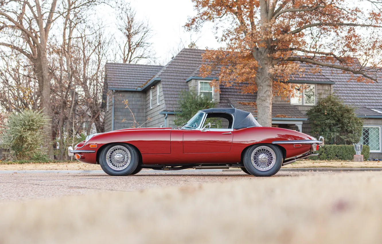 Photo wallpaper Jaguar, E-Type, 1970, Jaguar E-Type, side view