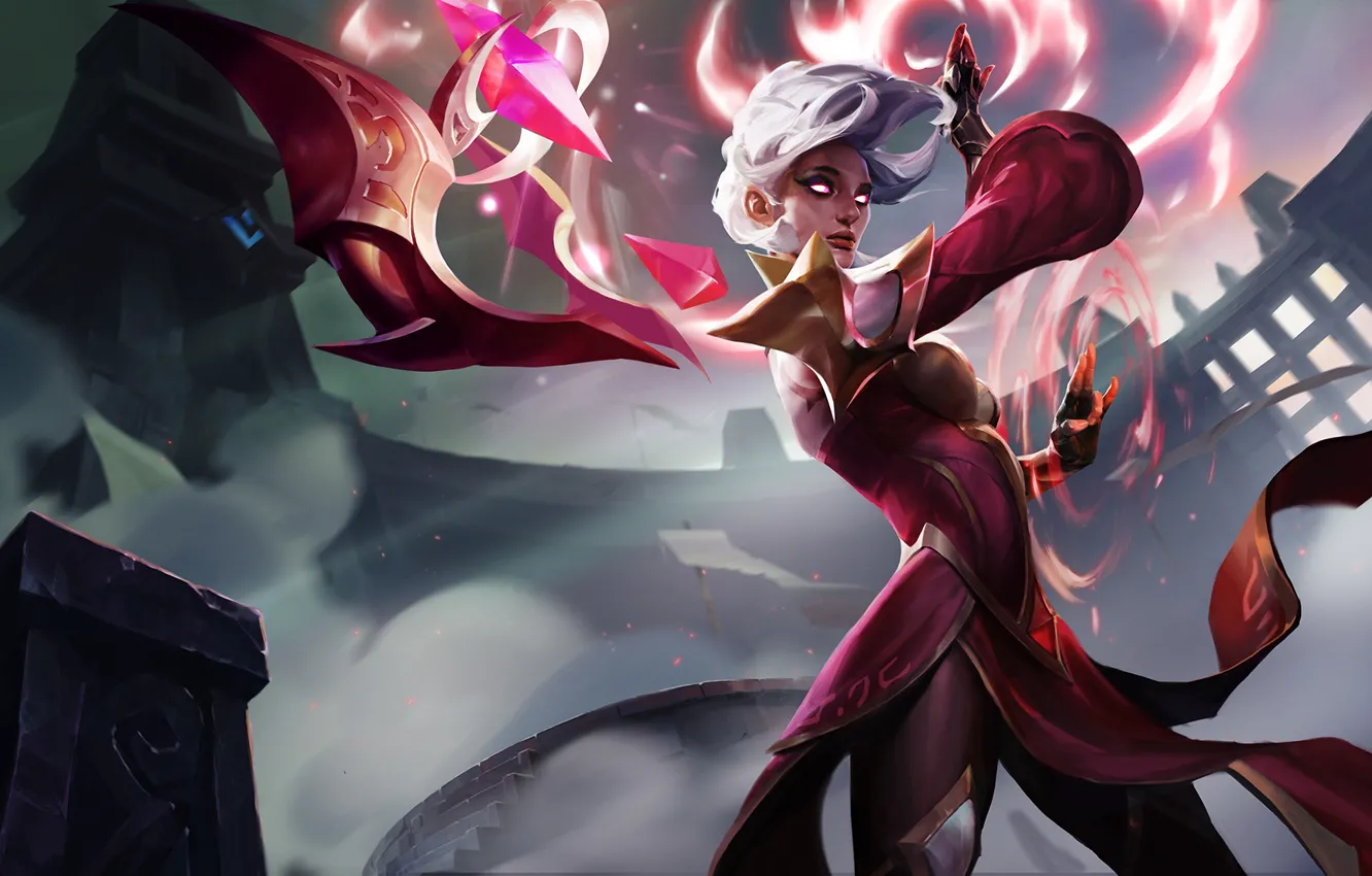 Photo wallpaper girl, MAG, crystals, Challenger, League of Legends, LoL, Karma, Enlightened One