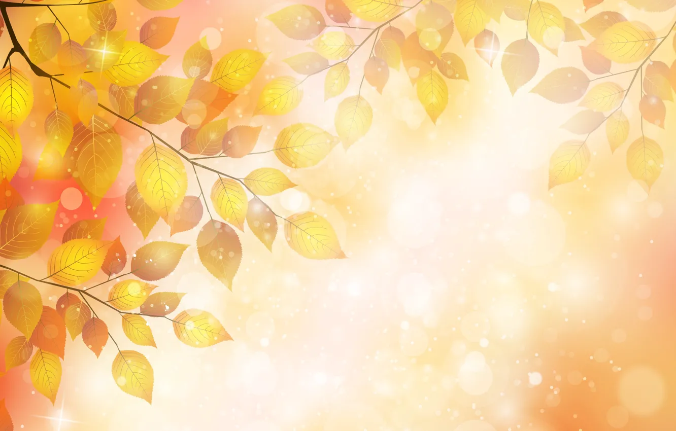 Photo wallpaper autumn, leaves, bubbles, sprig, Shine, bubbles, autumn, leaves