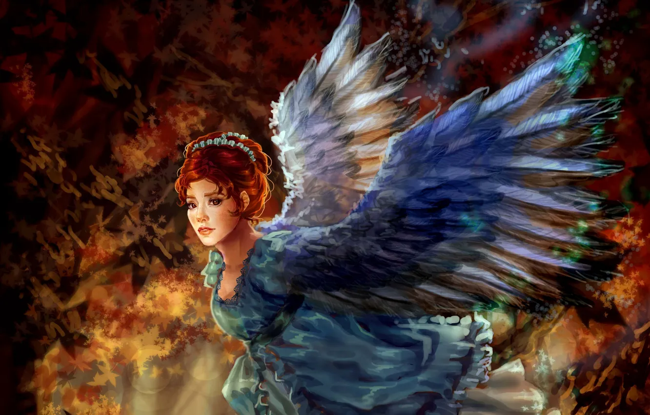 Photo wallpaper girl, bird, wings, art, Beatrice, Over the Garden Wall, Sillyselly