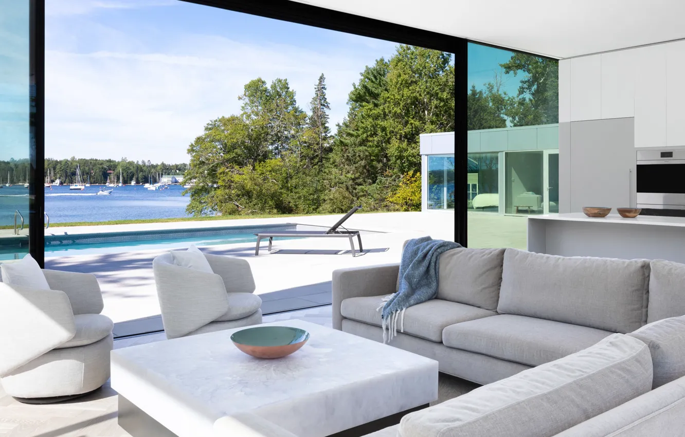 Wallpaper Villa, interior, pool, Canada, terrace, living room, Nova