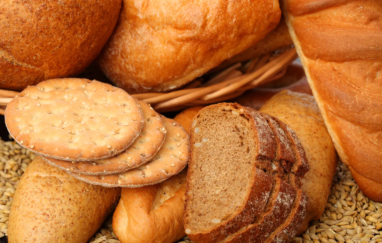 Photo wallpaper grain, cookies, bread, cakes, chunks, cumin